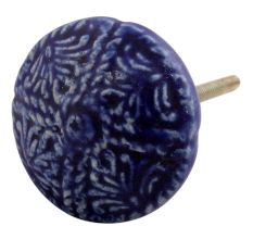 Navy Blue Floral Ceramic cabinet Knob